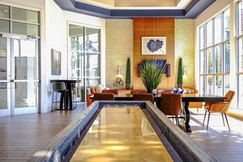 Social area with shuffleboard